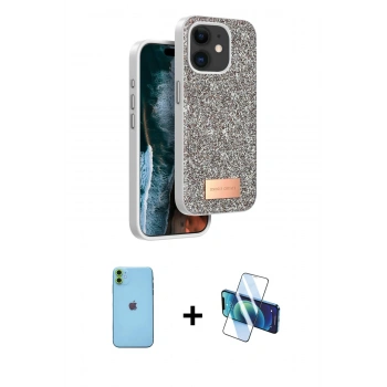MARSİLYAN™- iPhone 11 Kılıf Vadi Klasik Serisi - Siyah 3D Antistatik Seramik Nano Ekran Koruyucu + Neon Fosforlu Kamera Lens - YL