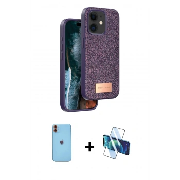 MARSİLYAN™- iPhone 11 Kılıf Vadi Klasik Serisi - Siyah 3D Antistatik Seramik Nano Ekran Koruyucu + Neon Fosforlu Kamera Lens - TU