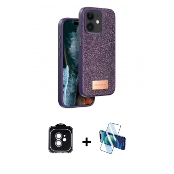 MARSİLYAN™- iPhone 11 Kılıf Vadi Klasik Serisi - Siyah 3D Antistatik Seramik Nano Ekran Koruyucu + PVD Metal Kamera Lens - YL