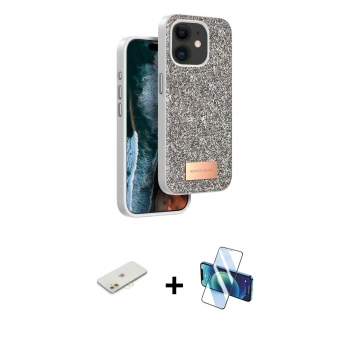 MARSİLYAN™- iPhone 11 Kılıf Vadi Klasik Serisi - Siyah 3D Antistatik Seramik Nano Ekran Koruyucu + Renkli Kamera Lens Koruma Cam - TU