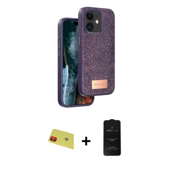 MARSİLYAN™- iPhone 11 Kılıf Vadi Klasik Serisi - Siyah 6D Antistatik Mat Seramik Hayalet Nano Ekran Koruyucu + Rainbow Kamera Lens Koruma Cam - KI