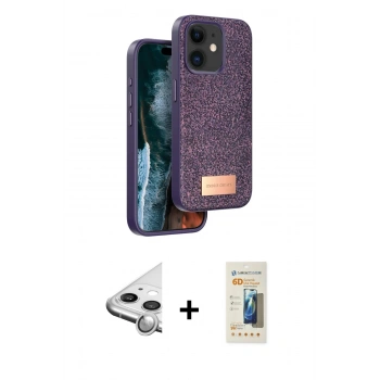MARSİLYAN™- iPhone 11 Kılıf Vadi Klasik Serisi - Siyah 6D Mat Seramik Hayalet Nano Ekran Koruyucu + Raze Metal Kamera Lens - GS