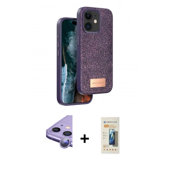 MARSİLYAN™- iPhone 11 Kılıf Vadi Klasik Serisi - Siyah 6D Mat Seramik Hayalet Nano Ekran Koruyucu + Raze Metal Kamera Lens - MR