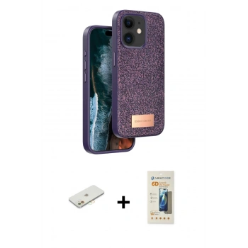 MARSİLYAN™- iPhone 11 Kılıf Vadi Klasik Serisi - Siyah 6D Mat Seramik Hayalet Nano Ekran Koruyucu + Renkli Kamera Lens Koruma Cam - TU