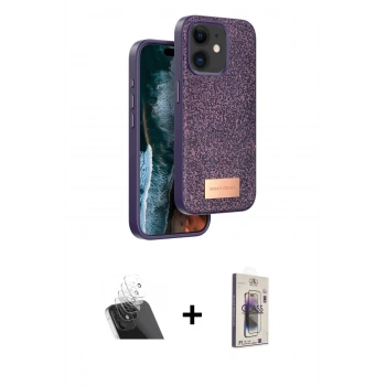 MARSİLYAN™- iPhone 11 Kılıf Vadi Klasik Serisi - Siyah Bilvis 3D Cam Ekran Koruyucu + Kamera Lens Koruma Cam - SF