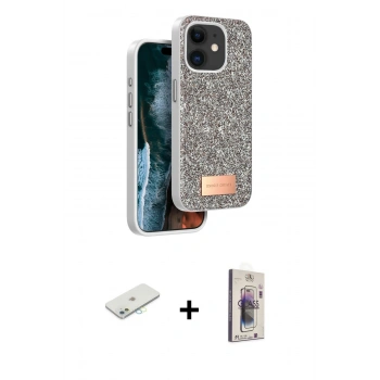 MARSİLYAN™- iPhone 11 Kılıf Vadi Klasik Serisi - Siyah Bilvis 3D Cam Ekran Koruyucu + Renkli Kamera Lens Koruma Cam - SI