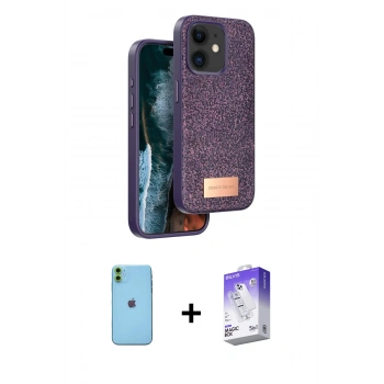 MARSİLYAN™- iPhone 11 Kılıf Vadi Klasik Serisi - Siyah Bilvis 5in1 3D Magic Cam Ekran Koruyucu + Neon Fosforlu Kamera Lens - YL