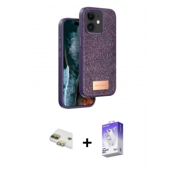 MARSİLYAN™- iPhone 11 Kılıf Vadi Klasik Serisi - Siyah Bilvis 5in1 3D Magic Cam Ekran Koruyucu + Pers Alüminyum Kamera Lens - GD