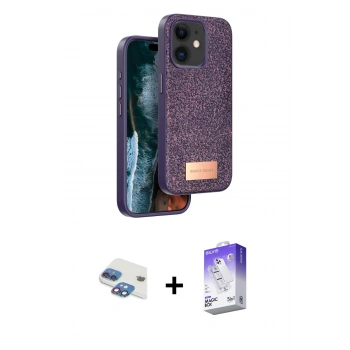 MARSİLYAN™- iPhone 11 Kılıf Vadi Klasik Serisi - Siyah Bilvis 5in1 3D Magic Cam Ekran Koruyucu + Pers Alüminyum Kamera Lens - GI