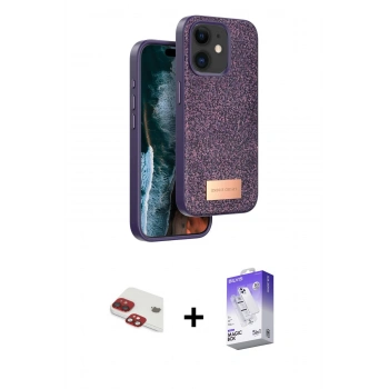MARSİLYAN™- iPhone 11 Kılıf Vadi Klasik Serisi - Siyah Bilvis 5in1 3D Magic Cam Ekran Koruyucu + Pers Alüminyum Kamera Lens - KI