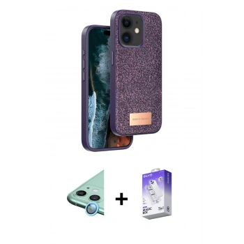 MARSİLYAN™- iPhone 11 Kılıf Vadi Klasik Serisi - Siyah Bilvis 5in1 3D Magic Cam Ekran Koruyucu + Raze Metal Kamera Lens - MI