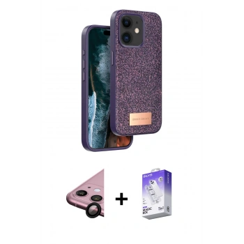 MARSİLYAN™- iPhone 11 Kılıf Vadi Klasik Serisi - Siyah Bilvis 5in1 3D Magic Cam Ekran Koruyucu + Raze Metal Kamera Lens - SH