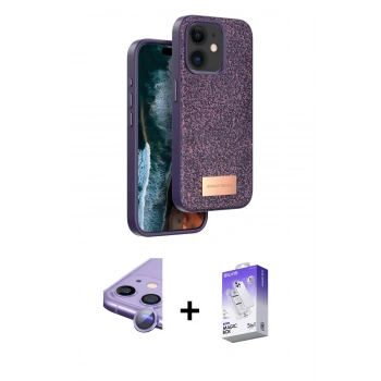 MARSİLYAN™- iPhone 11 Kılıf Vadi Klasik Serisi - Siyah Bilvis 5in1 3D Magic Cam Ekran Koruyucu + Raze Metal Kamera Lens - MR