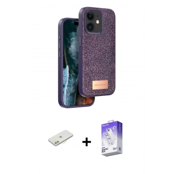 MARSİLYAN™- iPhone 11 Kılıf Vadi Klasik Serisi - Siyah Bilvis 5in1 3D Magic Cam Ekran Koruyucu + Renkli Kamera Lens Koruma Cam - TU