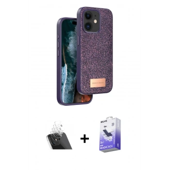 MARSİLYAN™- iPhone 11 Kılıf Vadi Klasik Serisi - Siyah Bilvis 5in1 5D Magic Hayalet Cam Ekran Koruyucu + Kamera Lens Koruma Cam - SF