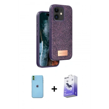 MARSİLYAN™- iPhone 11 Kılıf Vadi Klasik Serisi - Siyah Bilvis 5in1 5D Magic Hayalet Cam Ekran Koruyucu + Neon Fosforlu Kamera Lens - YL