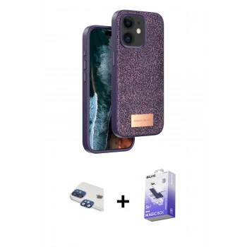 MARSİLYAN™- iPhone 11 Kılıf Vadi Klasik Serisi - Siyah Bilvis 5in1 5D Magic Hayalet Cam Ekran Koruyucu + Pers Alüminyum Kamera Lens - LT