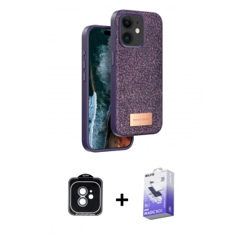 MARSİLYAN™- iPhone 11 Kılıf Vadi Klasik Serisi - Siyah Bilvis 5in1 5D Magic Hayalet Cam Ekran Koruyucu + PVD Metal Kamera Lens - YL