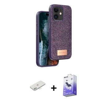 MARSİLYAN™- iPhone 11 Kılıf Vadi Klasik Serisi - Siyah Bilvis 5in1 5D Magic Hayalet Cam Ekran Koruyucu + Renkli Kamera Lens Koruma Cam - SI