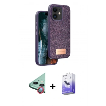 MARSİLYAN™- iPhone 11 Kılıf Vadi Klasik Serisi - Siyah Bilvis 5in1 5D Magic Hayalet Cam Ekran Koruyucu + Raze Metal Kamera Lens - KI