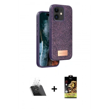 MARSİLYAN™- iPhone 11 Kılıf Vadi Klasik Serisi - Siyah Buffer Cam Ekran Koruyucu + Kamera Lens Koruma Cam - SF