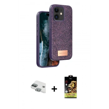 MARSİLYAN™- iPhone 11 Kılıf Vadi Klasik Serisi - Siyah Buffer Cam Ekran Koruyucu + Pers Alüminyum Kamera Lens - YL