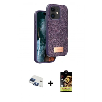 MARSİLYAN™- iPhone 11 Kılıf Vadi Klasik Serisi - Siyah Buffer Cam Ekran Koruyucu + Pers Alüminyum Kamera Lens - LT