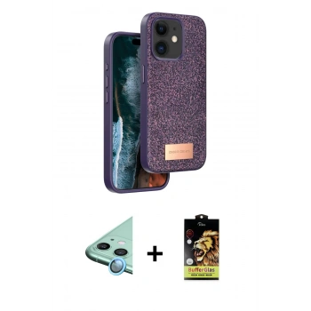 MARSİLYAN™- iPhone 11 Kılıf Vadi Klasik Serisi - Siyah Buffer Cam Ekran Koruyucu + Raze Metal Kamera Lens - MI
