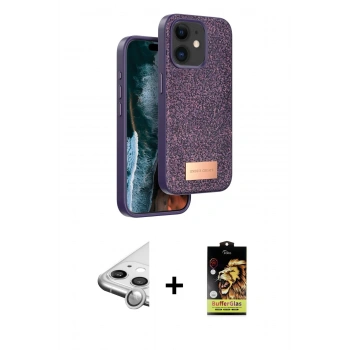MARSİLYAN™- iPhone 11 Kılıf Vadi Klasik Serisi - Siyah Buffer Cam Ekran Koruyucu + Raze Metal Kamera Lens - GS