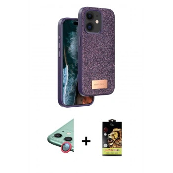 MARSİLYAN™- iPhone 11 Kılıf Vadi Klasik Serisi - Siyah Buffer Cam Ekran Koruyucu + Raze Metal Kamera Lens - KI