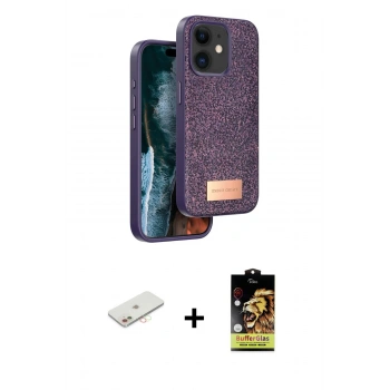 MARSİLYAN™- iPhone 11 Kılıf Vadi Klasik Serisi - Siyah Buffer Cam Ekran Koruyucu + Renkli Kamera Lens Koruma Cam - YL