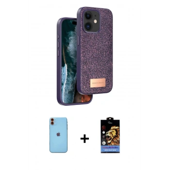 MARSİLYAN™- iPhone 11 Kılıf Vadi Klasik Serisi - Siyah Buffer Hayalet Cam Ekran Koruyucu + Neon Fosforlu Kamera Lens - TU
