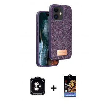 MARSİLYAN™- iPhone 11 Kılıf Vadi Klasik Serisi - Siyah Buffer Hayalet Cam Ekran Koruyucu + PVD Metal Kamera Lens - TU