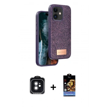 MARSİLYAN™- iPhone 11 Kılıf Vadi Klasik Serisi - Siyah Buffer Hayalet Cam Ekran Koruyucu + PVD Metal Kamera Lens - SH