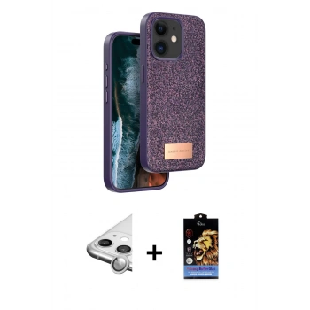 MARSİLYAN™- iPhone 11 Kılıf Vadi Klasik Serisi - Siyah Buffer Hayalet Cam Ekran Koruyucu + Raze Metal Kamera Lens - GS
