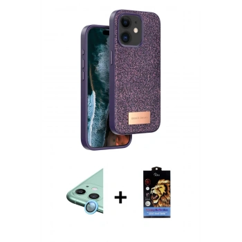MARSİLYAN™- iPhone 11 Kılıf Vadi Klasik Serisi - Siyah Buffer Hayalet Cam Ekran Koruyucu + Raze Metal Kamera Lens - MI