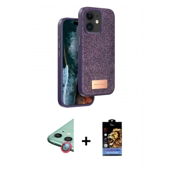 MARSİLYAN™- iPhone 11 Kılıf Vadi Klasik Serisi - Siyah Buffer Hayalet Cam Ekran Koruyucu + Raze Metal Kamera Lens - KI