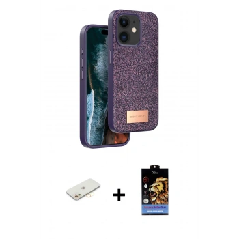 MARSİLYAN™- iPhone 11 Kılıf Vadi Klasik Serisi - Siyah Buffer Hayalet Cam Ekran Koruyucu + Renkli Kamera Lens Koruma Cam - SI