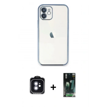 MARSİLYAN™- iPhone 11 Kılıf Vadi Minimal - Şeffaf 360 Full Body Arka Koruyucu + PVD Metal Kamera Lens - MI