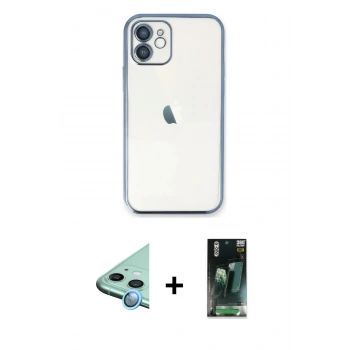 MARSİLYAN™- iPhone 11 Kılıf Vadi Minimal - Şeffaf 360 Full Body Arka Koruyucu + Raze Metal Kamera Lens - MI