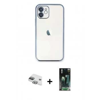 MARSİLYAN™- iPhone 11 Kılıf Vadi Minimal - Şeffaf 360 Full Body Arka Koruyucu + Pers Alüminyum Kamera Lens - YL