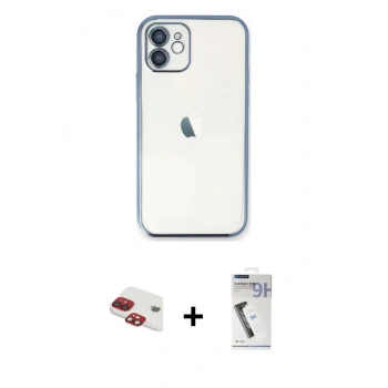 MARSİLYAN™- iPhone 11 Kılıf Vadi Minimal - Şeffaf Uv Polymer Nano Ekran Koruyucu + Pers Alüminyum Kamera Lens - KI