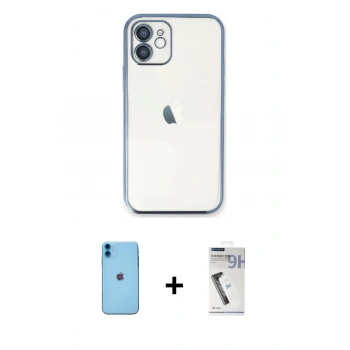 MARSİLYAN™- iPhone 11 Kılıf Vadi Minimal - Şeffaf Uv Polymer Nano Ekran Koruyucu + Neon Fosforlu Kamera Lens - MI