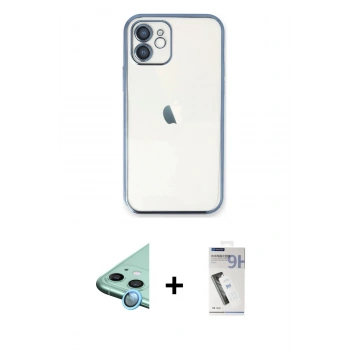 MARSİLYAN™- iPhone 11 Kılıf Vadi Minimal - Şeffaf Uv Polymer Nano Ekran Koruyucu + Raze Metal Kamera Lens - MI