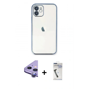 MARSİLYAN™- iPhone 11 Kılıf Vadi Minimal - Şeffaf Uv Polymer Nano Ekran Koruyucu + Raze Metal Kamera Lens - MR