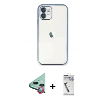 MARSİLYAN™- iPhone 11 Kılıf Vadi Minimal - Şeffaf Uv Polymer Nano Ekran Koruyucu + Raze Metal Kamera Lens - KI
