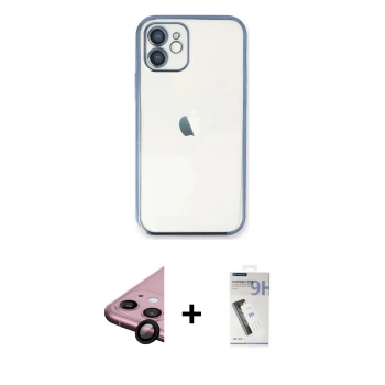 MARSİLYAN™- iPhone 11 Kılıf Vadi Minimal - Şeffaf Uv Polymer Nano Ekran Koruyucu + Raze Metal Kamera Lens - SH