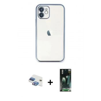 MARSİLYAN™- iPhone 11 Kılıf Vadi Minimal - Siyah 360 Mat Full Body Arka Koruyucu + Pers Alüminyum Kamera Lens - GI