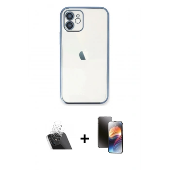 MARSİLYAN™- iPhone 11 Kılıf Vadi Minimal - Siyah 3D Antistatik Mat Seramik Nano Ekran Koruyucu + Kamera Lens Koruma Cam - SF