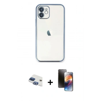 MARSİLYAN™- iPhone 11 Kılıf Vadi Minimal - Siyah 3D Antistatik Mat Seramik Nano Ekran Koruyucu + Pers Alüminyum Kamera Lens - LT